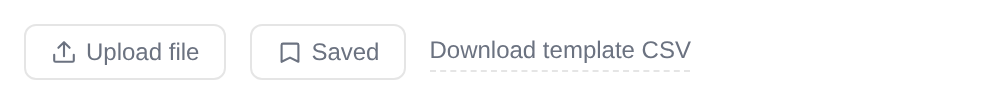 The Upload file and Saved buttons under the stops box, with the Download template CSV link